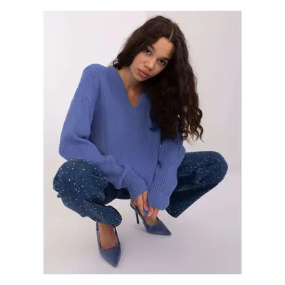 Dark blue oversize sweater with wool