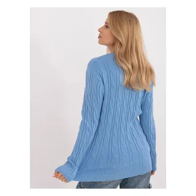 Blue sweater with round neckline