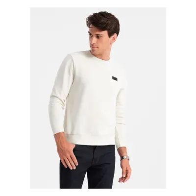 Ombre Men's non-stretch sweatshirt with metal pin - cream