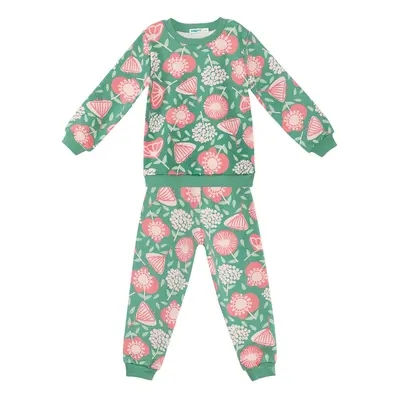 Denokids Pink Floral Baby Girl Green Tracksuit Set