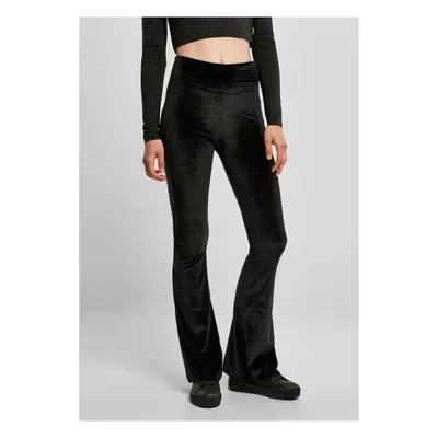 Women's high-waisted velvet leggings black