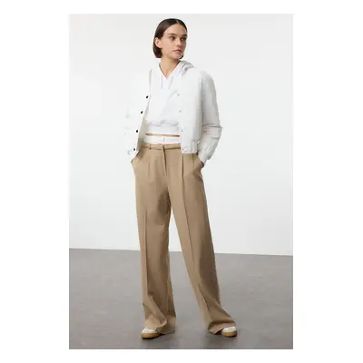 Trendyol Mink Elastic Waist Wide Leg Trousers