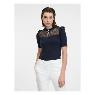 Orsay Dark blue womens T-shirt with lace - Women