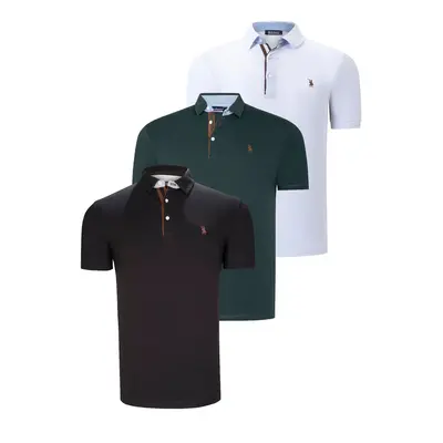 TRIPLE SET T8582 DEWBERRY MENS T-SHIRT-BLACK-WHITE-GREEN