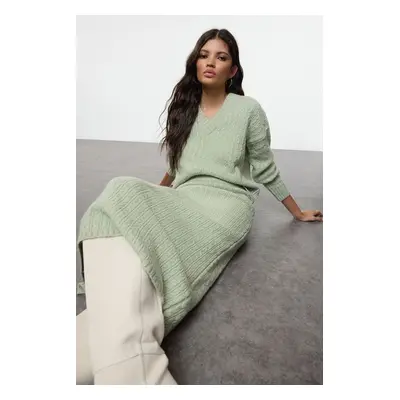 Trendyol Mint Wool Hair Knitted Knitwear Top-Top Set