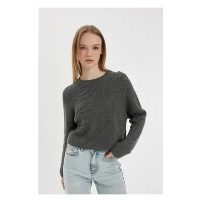 DEFACTO Cool Regular Fit Crew Neck Basic Plain Knitwear Sweater