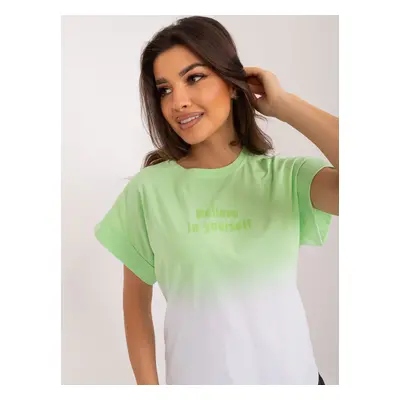 Light Green Ombre Cotton Women's T-Shirt