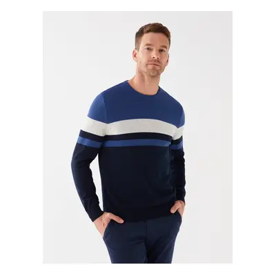 LC Waikiki Crew Neck Long Sleeve Color Block Men's Knitwear Sweater