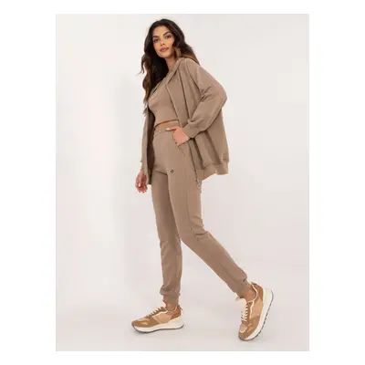 Dark beige tracksuit with sweatshirt