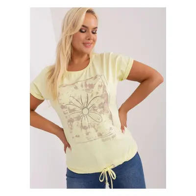 Light yellow women's cotton blouse in larger size