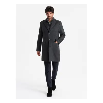 Ombre Unbuttoned men's wool blend coat - graphite