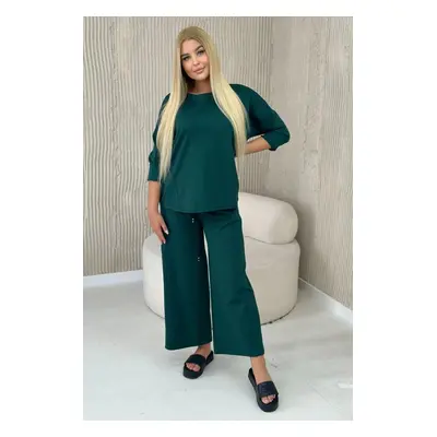 Set Punto Milano winter sweatshirt + wide leg pants dark green