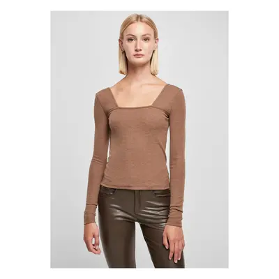 Women's square neckline with long sleeves in dark khaki