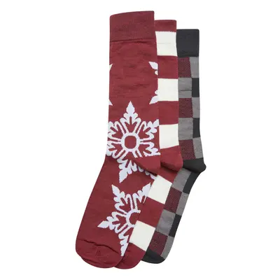 Christmas socks Snowflake 3-pack - burgundy