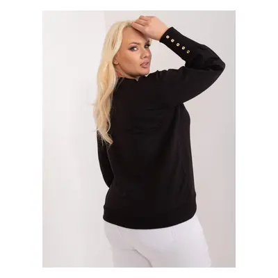 Black plus-size sweatshirt with buttons on the sleeves