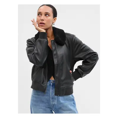 GAP Faux Leather Bomber Jacket - Women