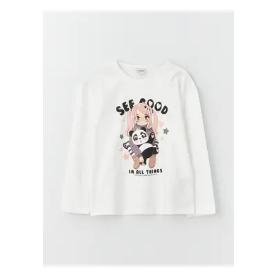 LC Waikiki Crew Neck Printed Long Sleeve Girls' T-Shirt