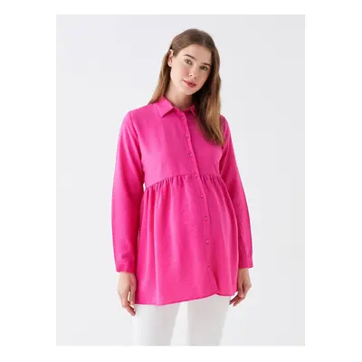 LC Waikiki Shirt Collar Plain Long Sleeve Maternity Tunic