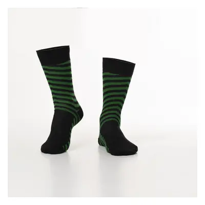 Black and green men's striped socks