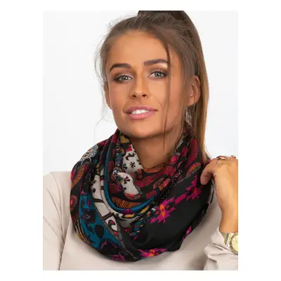 Black scarf with folk pattern