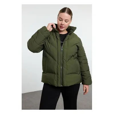 Trendyol Curve Khaki Regular Textured Crikle Fabric Puffer Jacket