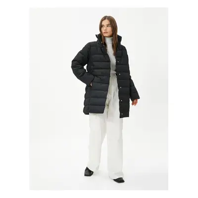 Koton Puffer Coat High Neck Snaps Relax Fit