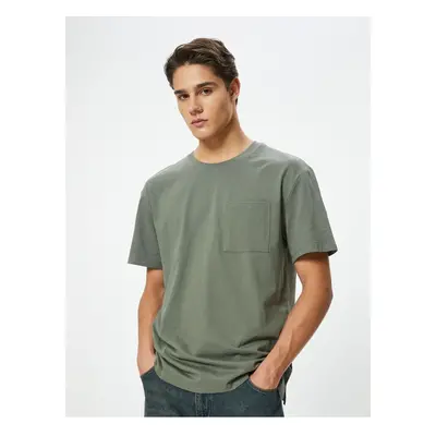 Koton Oversize T-Shirt Pocket Detailed Crew Neck Short Sleeve Cotton