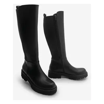 Marjin Women's Daily Boots With Elastic Stretch Stretch Knee-Length Verilas Black