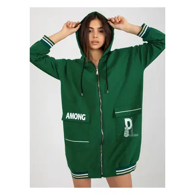 Dark green long zip-up hoodie