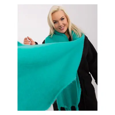 Turquoise plain fringed scarf