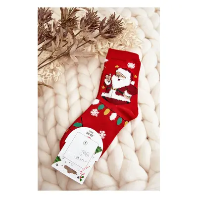 Women's socks with Santa Claus Red