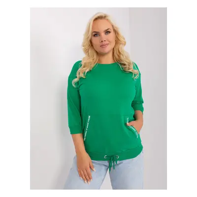 Plus size green cotton blouse