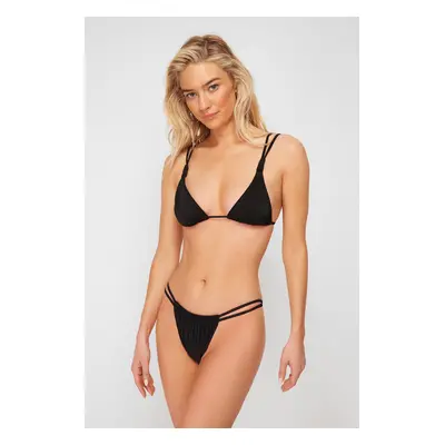 Trendyol Black Tunnel High Leg Brazilian Bikini Bottom