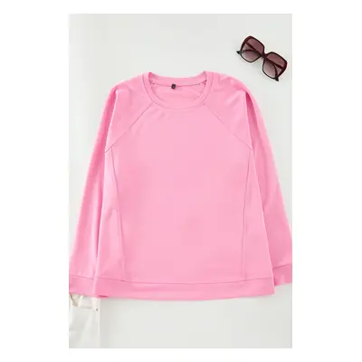 Trendyol Curve Pink Stitching Detailed Cotton Regular Fit Sweatshirt