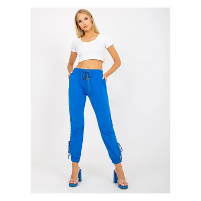 Blue sweatpants with high waist