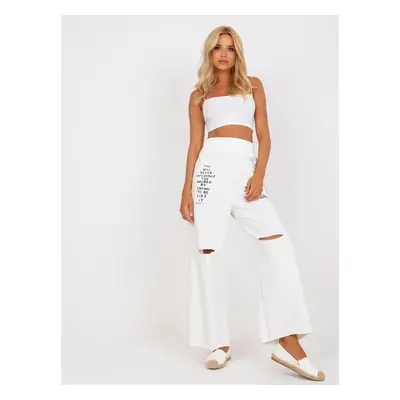 Women's white sweatpants with wide legs