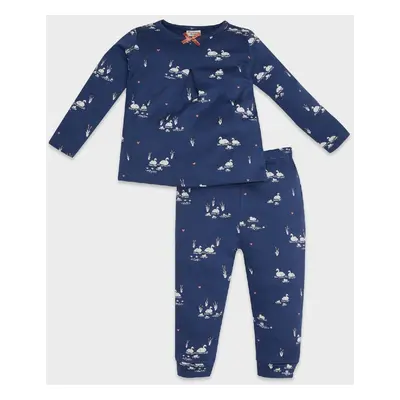 DEFACTO Baby Girl Pajama Set Patterned Long Sleeve Top Long Bottom