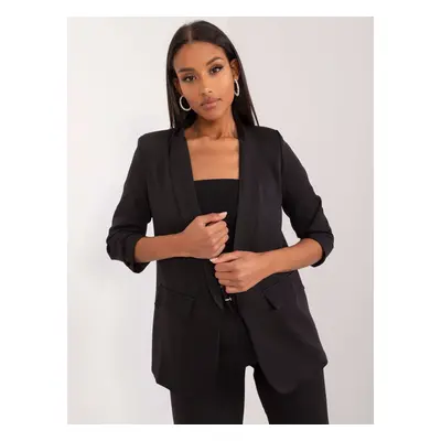 Black blazer with ruffled sleeves OH BELLA