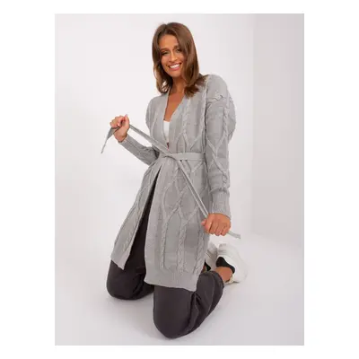 Women's grey cardigan with cable ties