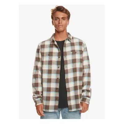 Men's Brown-Cream Plaid Shirt Quiksilver Balvraid - Men's