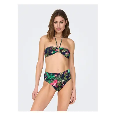 Green-blue women's floral swimwear bottoms ONLY Juliette - Women