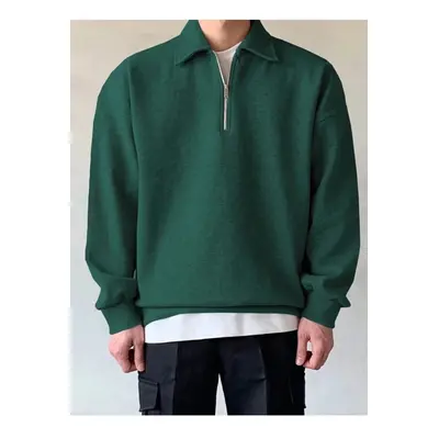 43297 Dewberry Oversize Half Zipper Mens Sweatshirt-NEFTİ