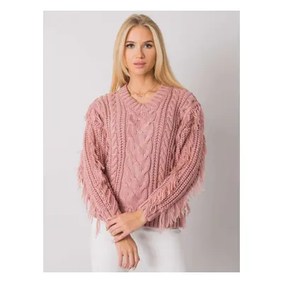 RUE PARIS Dirty pink sweater with tassels