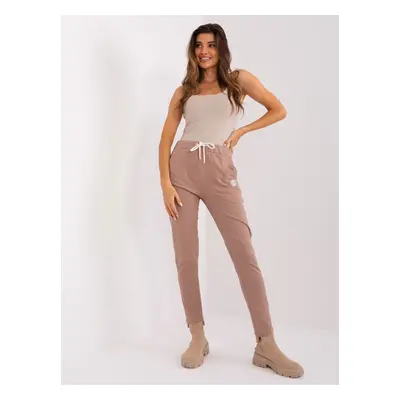 Dark beige sweatpants with drawstring