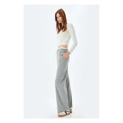 Koton Gray Striped Women's Trousers