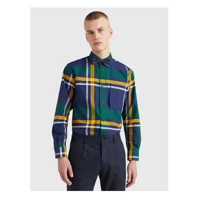 Blue and Green Mens Patterned Shirt Tommy Hilfiger - Men