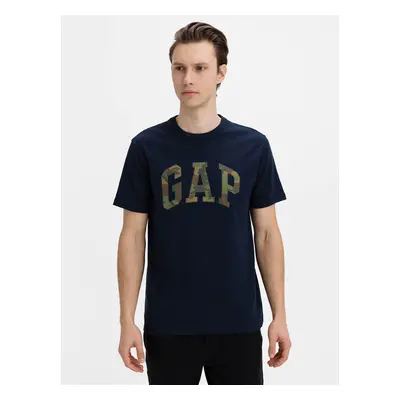 Blue Men's T-Shirt GAP Logo v-ss camo arch tee