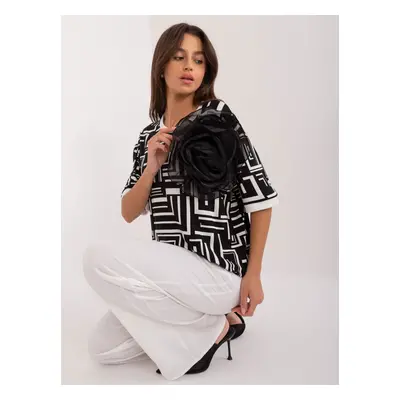 Black women's blouse with geometric pattern