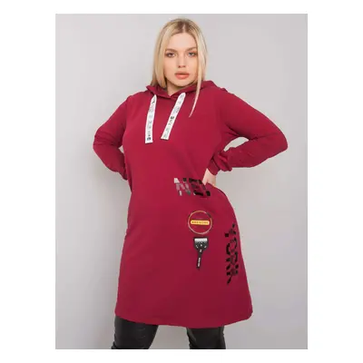 Plus Size Burgundy Cotton Tunic