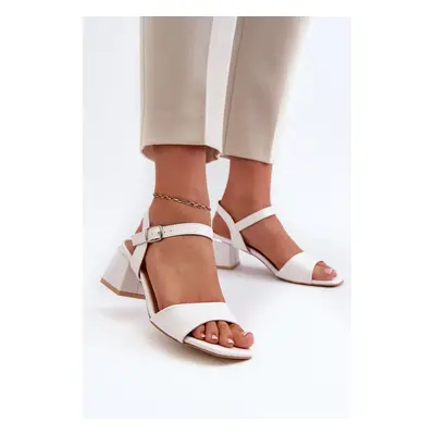 Women's eco-leather block sandals, white Leisha